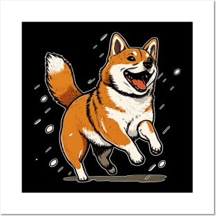 Playful Shiba Inu Dog, Dog Lover Posters and Art